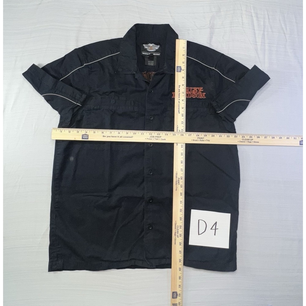 Harley-Davidson Mens Black Cotton Short Sleeve American Button-Down Shirt Size L - Picture 9 of 11